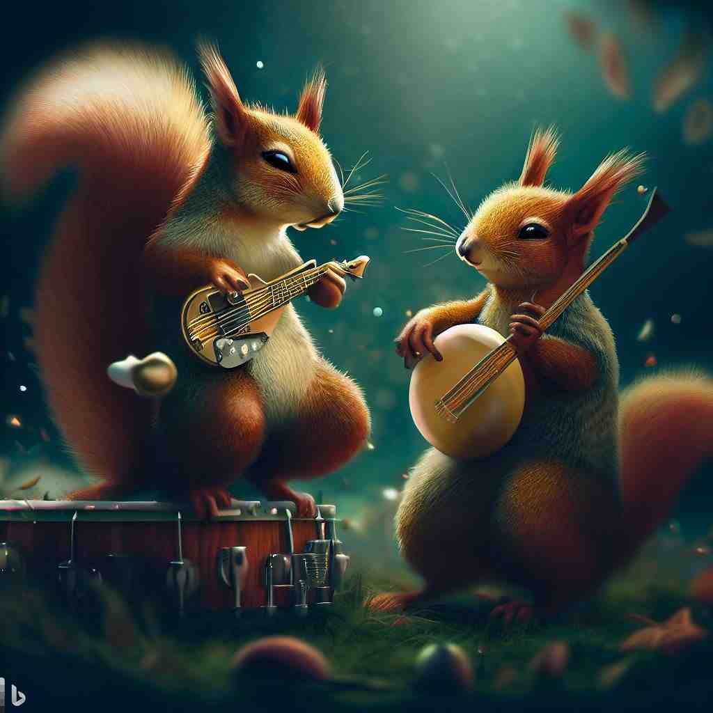 Eichhörnchen musizierend